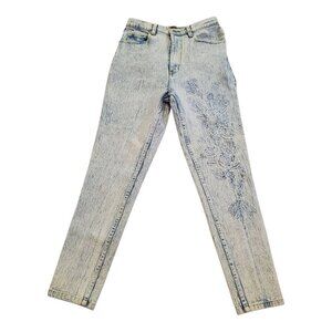 DAILY JEANS NY SZ 11/12 VINTAGE Acid Washed Stretch Embroidered Jeans